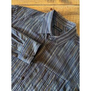 Jhane Barnes Mens Black Colorful Woven Long Sleeve Button Down Shirt Size Large